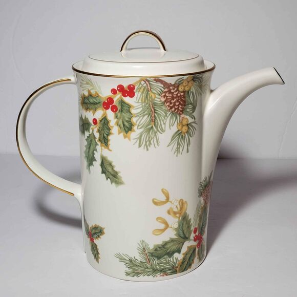 Mikasa Holiday Bloom Coffee Pot Poinsettia Christmas Winter - Picture 7 of 10